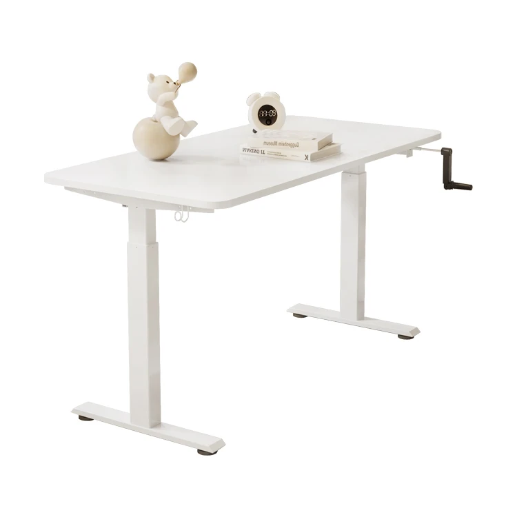 Manual Sit To Stand Office Metal Gaming Desk Strong Adjustable Height Lift Modern Up Wooden Computer Study Table For Adult