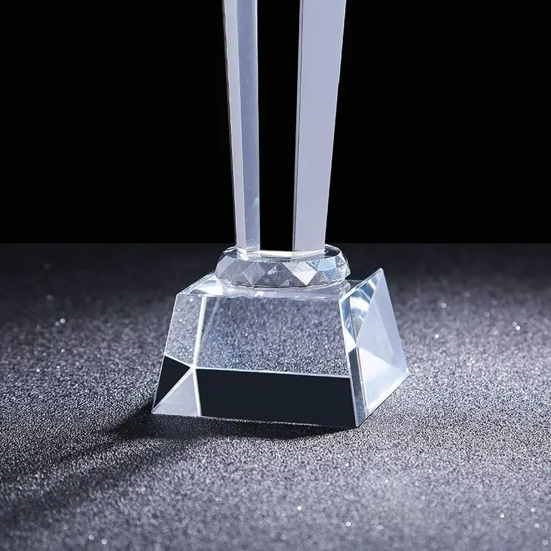 New Engraving Logo Crystal Trophy 123 prizes champion sports Crystal Metal Award Trophy With Base