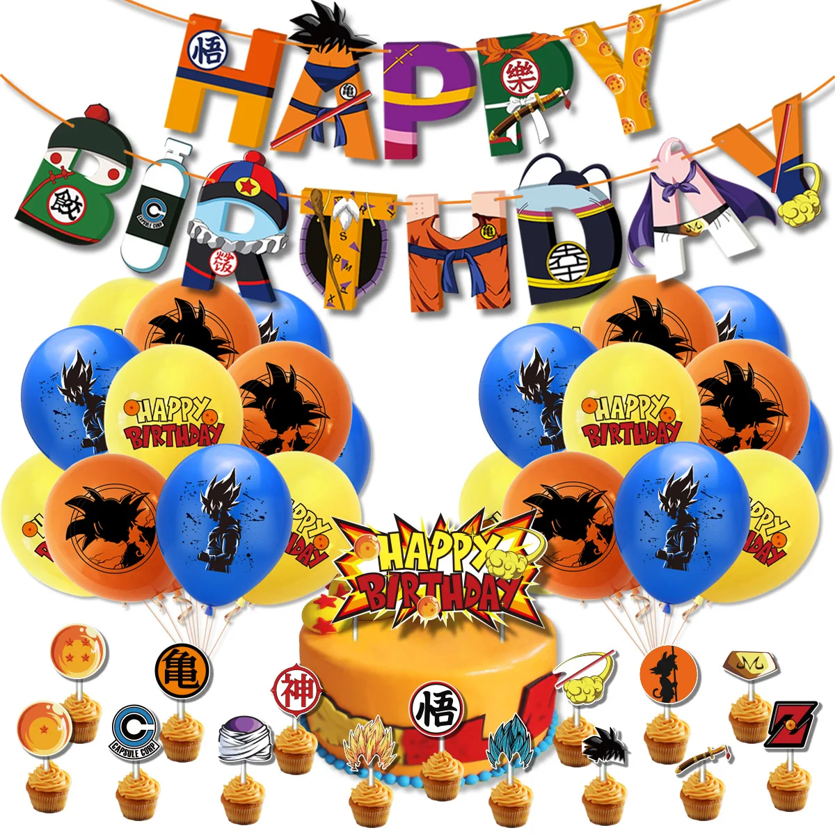 Japan Anime Dragoned Ball Theme Kid Birthday Party Decorations Latex Balloons Banner Cake Toppers Baby Shower DIY Supply  K0011
