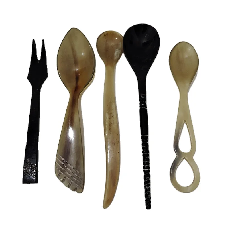 New Arrival Kitchen Accessories Unique Design High Polished Horn Salad Server Set Salad Tools
