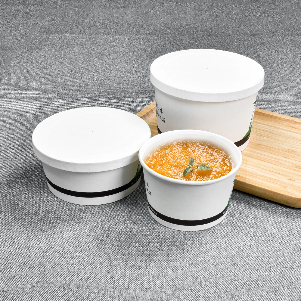 Sunzza hot soup food takeaway packing paper bowl 500ml/700ml/850ml/1100ml disposable paper cups with lids