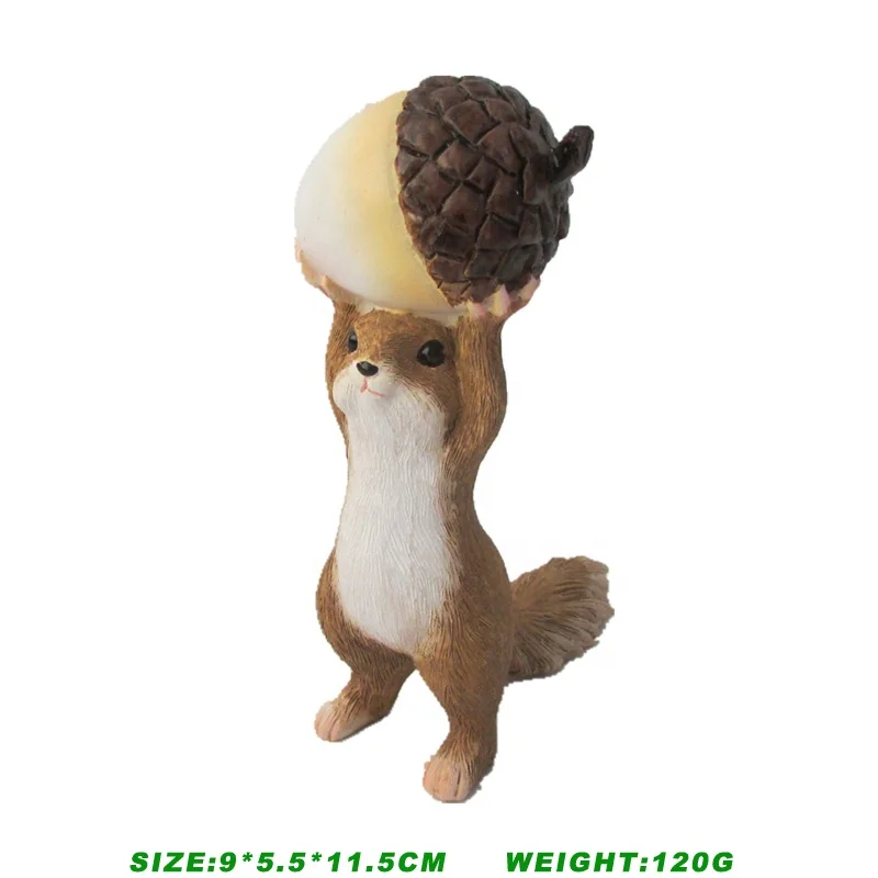 Z12910A Wholesale Garden Decorative Mini Resin Squirrel With Pine Cone Statue Squirrel Figurine