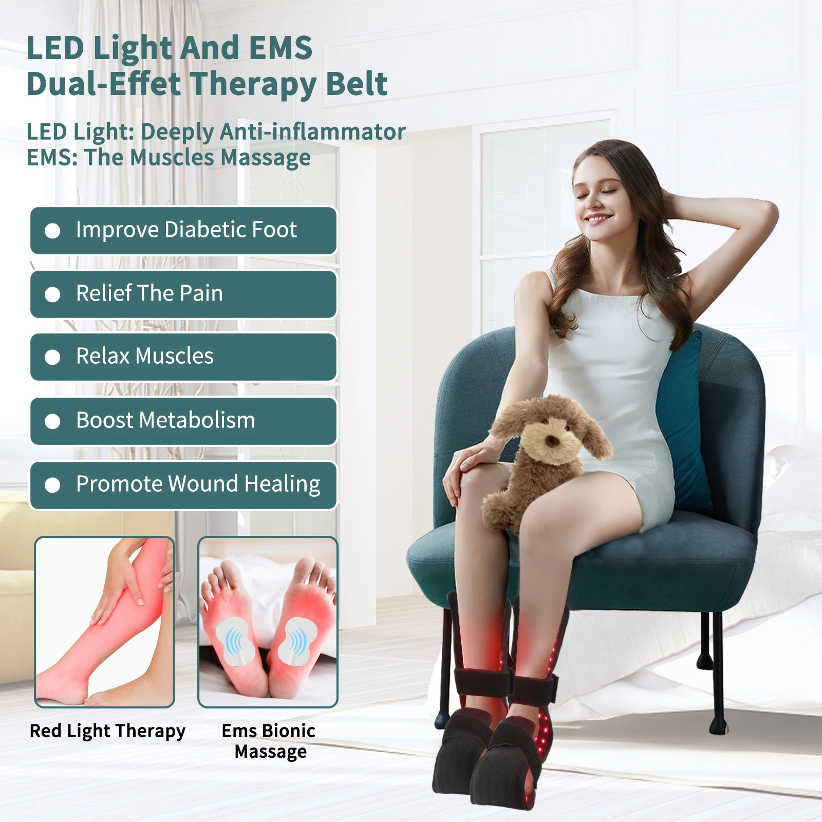 Инфракрасная терапия MEETU, светодиодная терапия с красным светом, терапия с красным светом для ног
