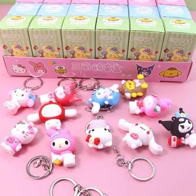 Anime kuromi melody Cinnamoroll figure Backpack pendant keychain blind box for Children Toys Gifts