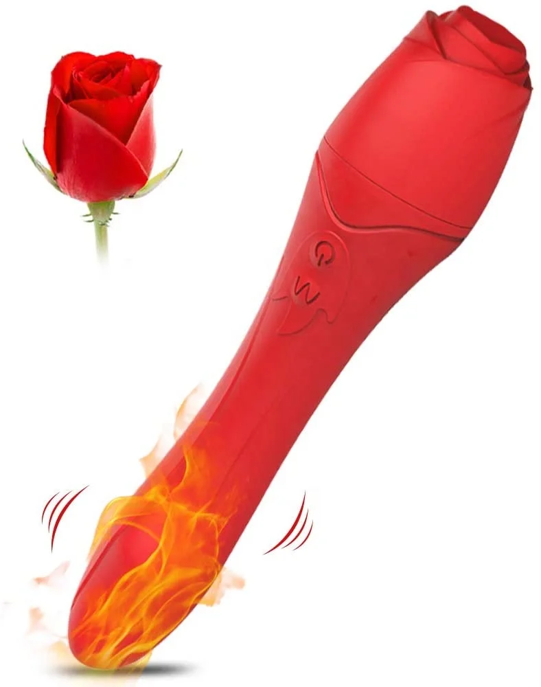 hot sale extended rose vibrator heated sex toy G spot clitoris stimulator woman vagina dildo vibrator