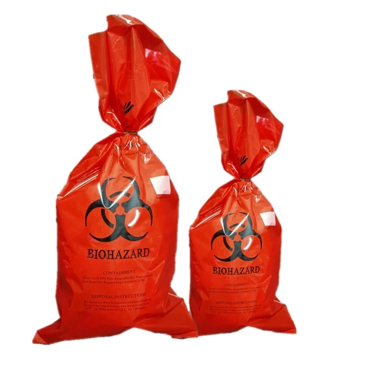 BB-L107590 Lab Plastic  flat-mouthed HDPE LDPE PP Medical Garbage Disposal Waste Biohazard Waste Bag Big Size