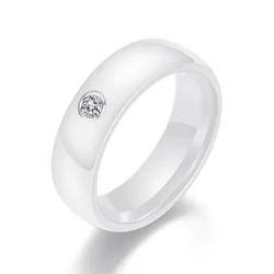 Hot Sale Personality Thick  Couple Rings Trend Diamond Rings Black White Ceramic Rings for Women Men