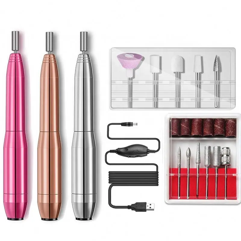 Фрезер Электрический с USB-разъемом для ногтей, аппарат для маникюра и педикюра, набор фрез, оборудование, инструменты