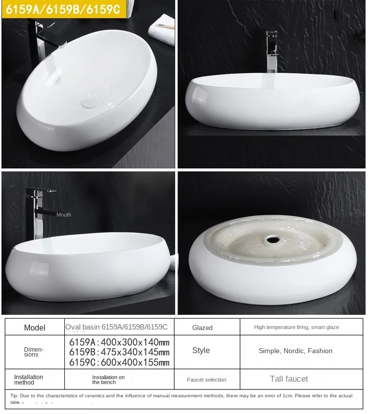 BS Ceramic Small Round Art Basin Countertop Mounted Wash
