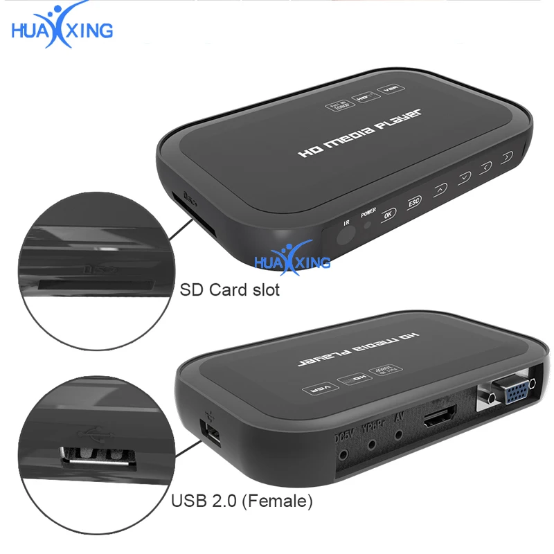 Full HD1080p H.264 MKV HDD медиаплеер с HD/AV/VGA/USB/SD/MMC пультом дистанционного