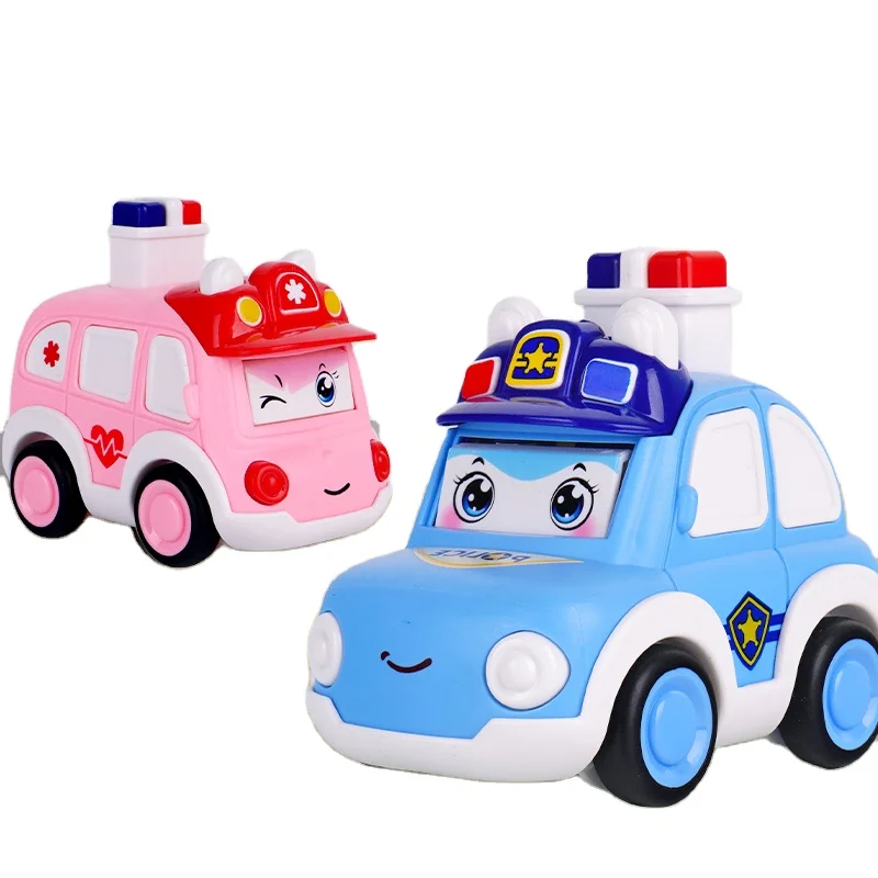 Children Press Inertial Police car ambulance car face changing car for kids