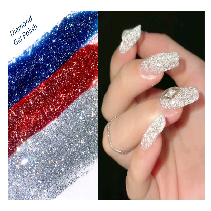 15ML Glitter Gel Nail Polish Carat Diamond Reflective Gel Semi Permanent UV Varnish Gel Nail Art Effect Nail