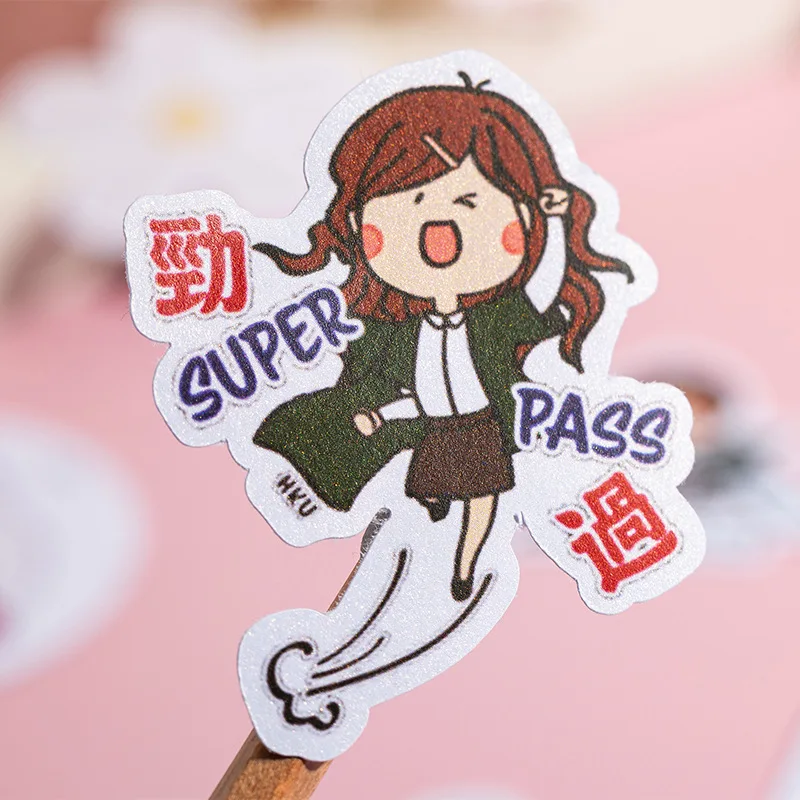 Pearl self-adhesive stickers custom cartoon comic book copy cute stickers