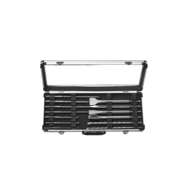 12Pcs SDS Plus drill bit chisel set Aluminum box for concrete stone