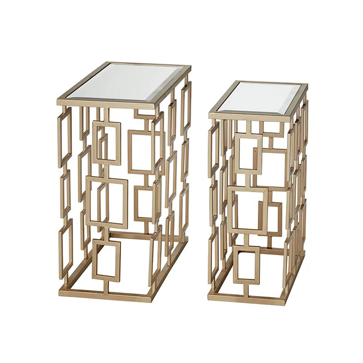 Living room furniture home metal mirror tea table coffee table shelf  cabinet