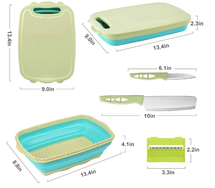 Nine-piece multifunctional folding cutting board, folding filter basket, fruit basket, sink, kitchen set