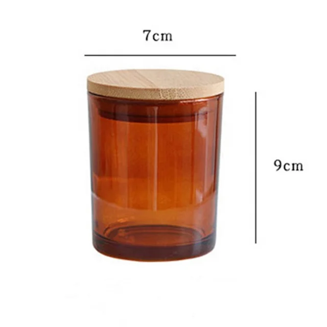 LKA03P Wholesale 8 oz 10 oz 12oz 14 oz 16oz Luxury  Unique Empty Brown Frosted Amber Glass Candle Jars With Lid