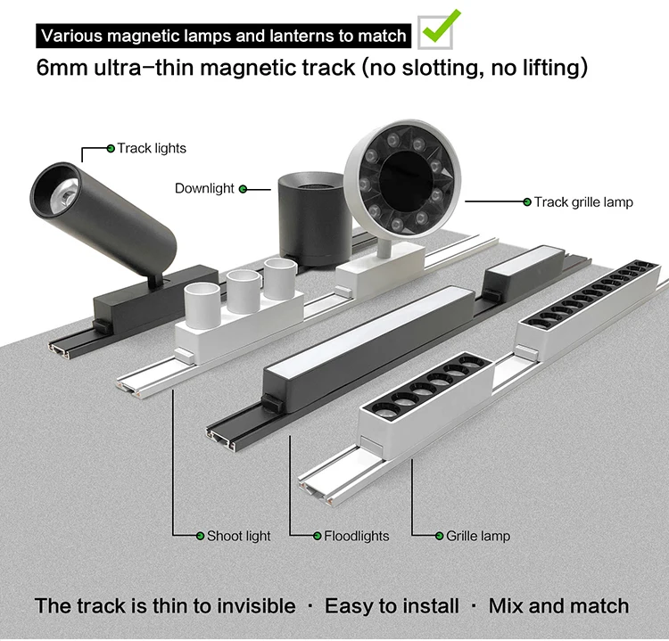 DGLUX DC48V Magnetic Track Light System 10W 20W 30W Smart LED Folding Light Use For Home Recessed Magnetic Linear Track Light