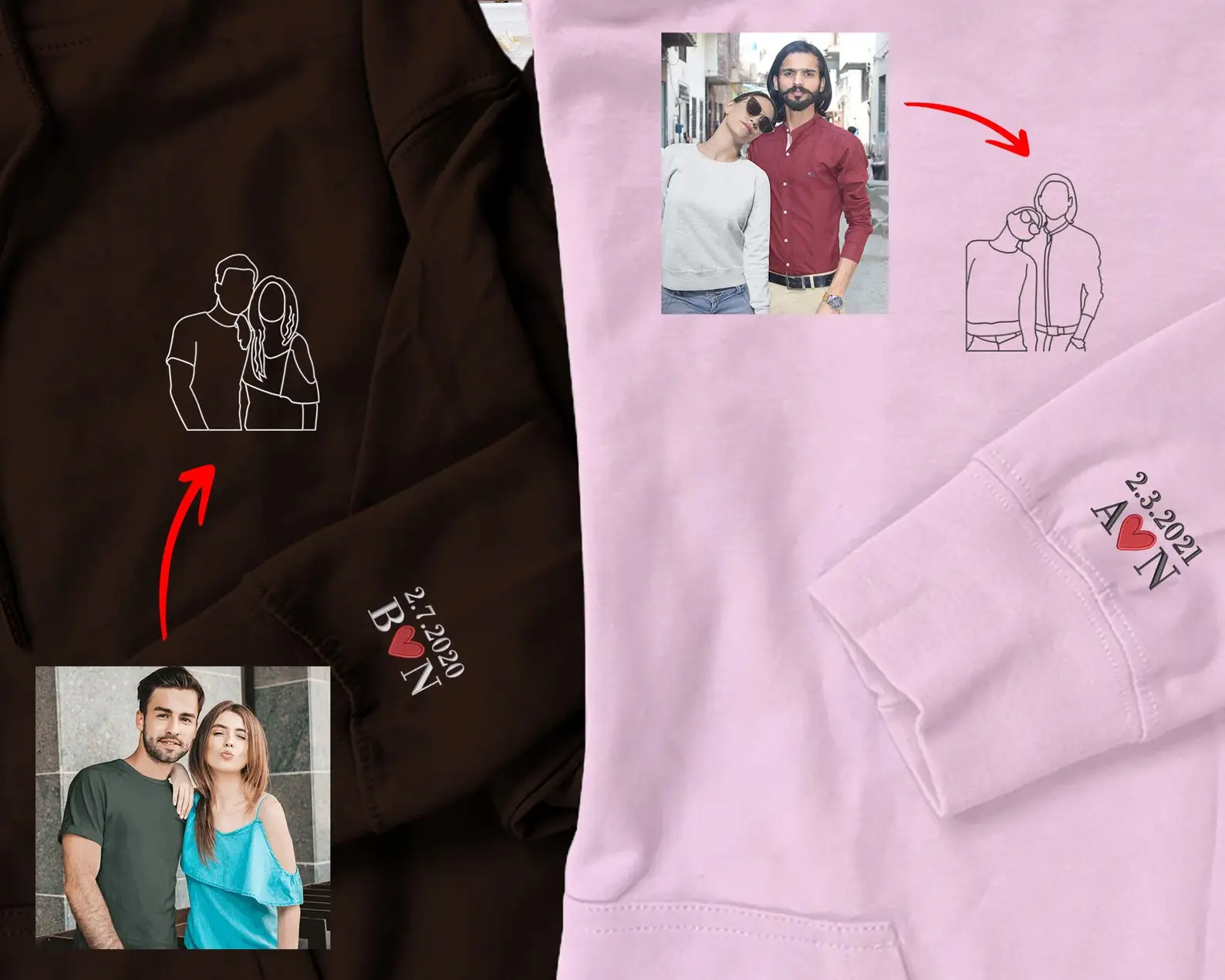 Персонализированный свитер с капюшоном фото индивидуальная вышивка одежда для пар лучший подарок вашего возлюбленного или