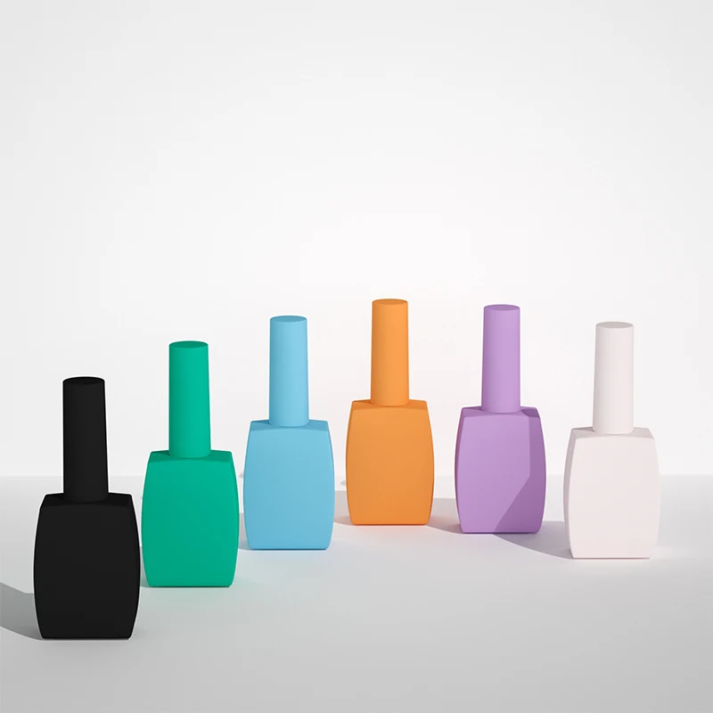 15ml custom made empty square fancy tiny gel uv nail polish gel polish glass bottles with brush