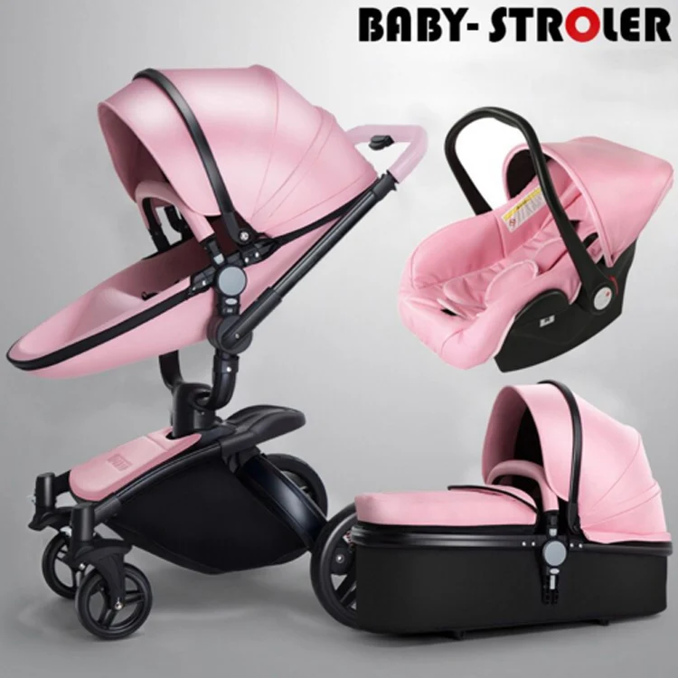 360 Degree Rotation Plus sunroof Black Four Wheel Luxury 3 in 1 Folding Baby Stroller