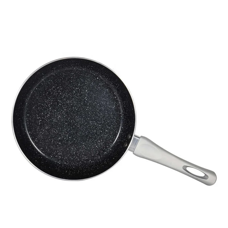 High Quality Low Price Forged Aluminum Marble Coating  Non-stick  Fry Pan with colored bakelite handle soft touch