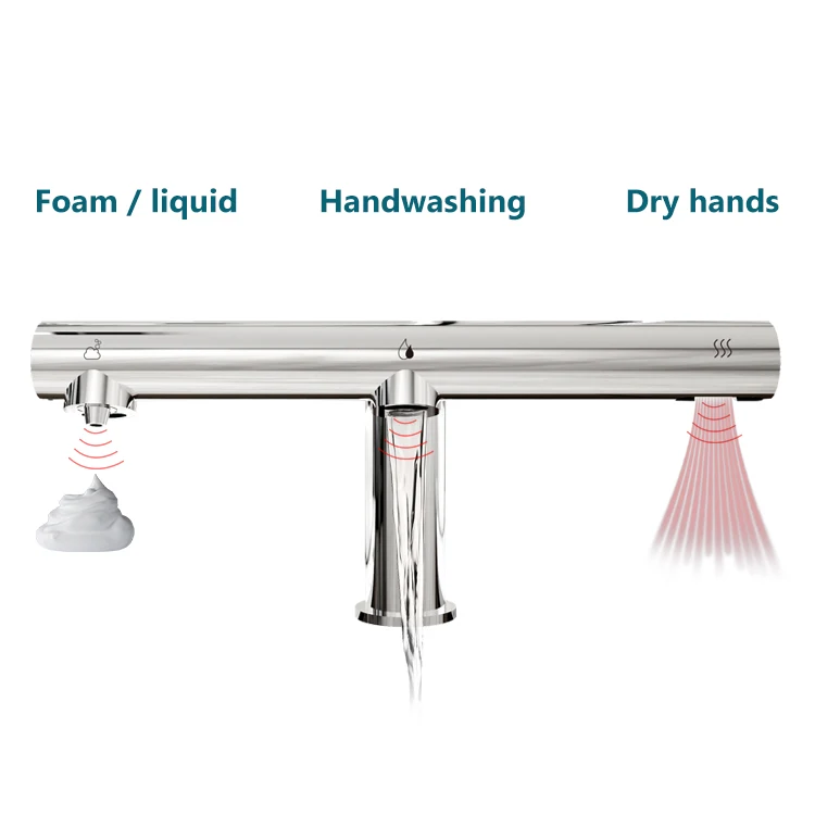Self-Designed Patent Certification Bathroom Sink 3 In 1 Smart Faucet Hand Dryer With Soap Dispenser