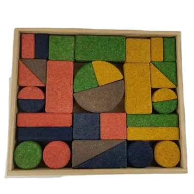 Non -Toxi colorful Cork Blocks Wooden Building Blocks Set in DIY Colors Intelligence Development Montessori Toy for Kids