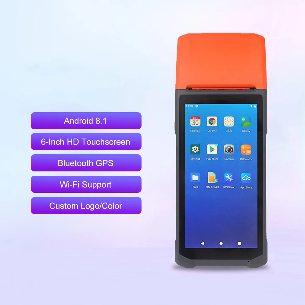 6.0 Inch 4 Core Touch Screen Wifi Bluetooth Android Wireless Mobile Machine Payment Terminal Cash Register Handheld Pos