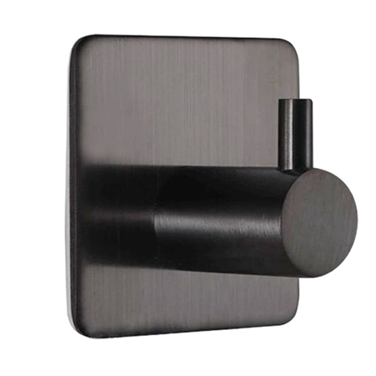 
Kitchen Matte Black Self Adhesive Wall Hooks 304 Stainless Steel Bathroom Clothes Hangers Heavy Duty Coat Towel Black Robe Hooks 