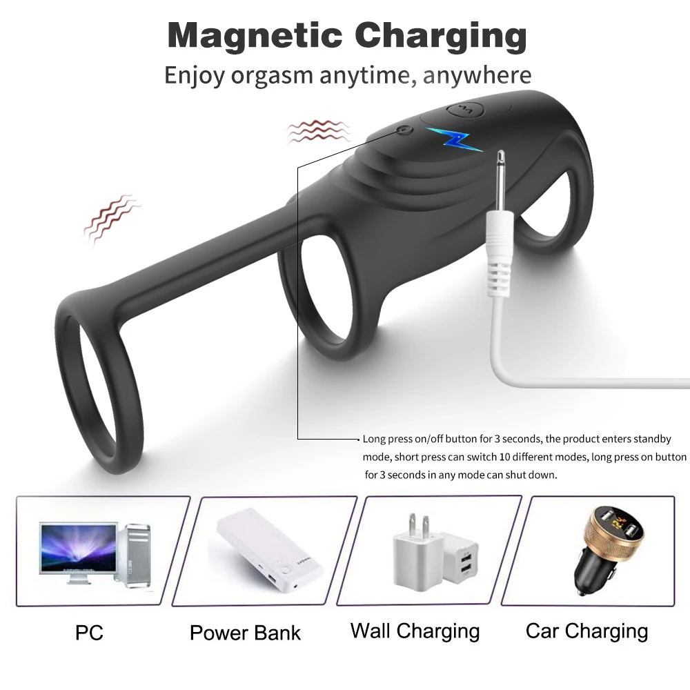 Remote Control Male Electric Shock Wave Massager Stimulates Ring Lock Durable sex toys silicone vibrating cock rings for men