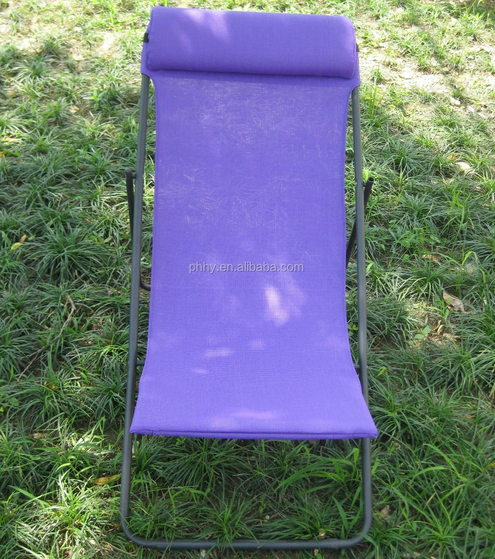 Beach folding chair with taslin fabric and pillow