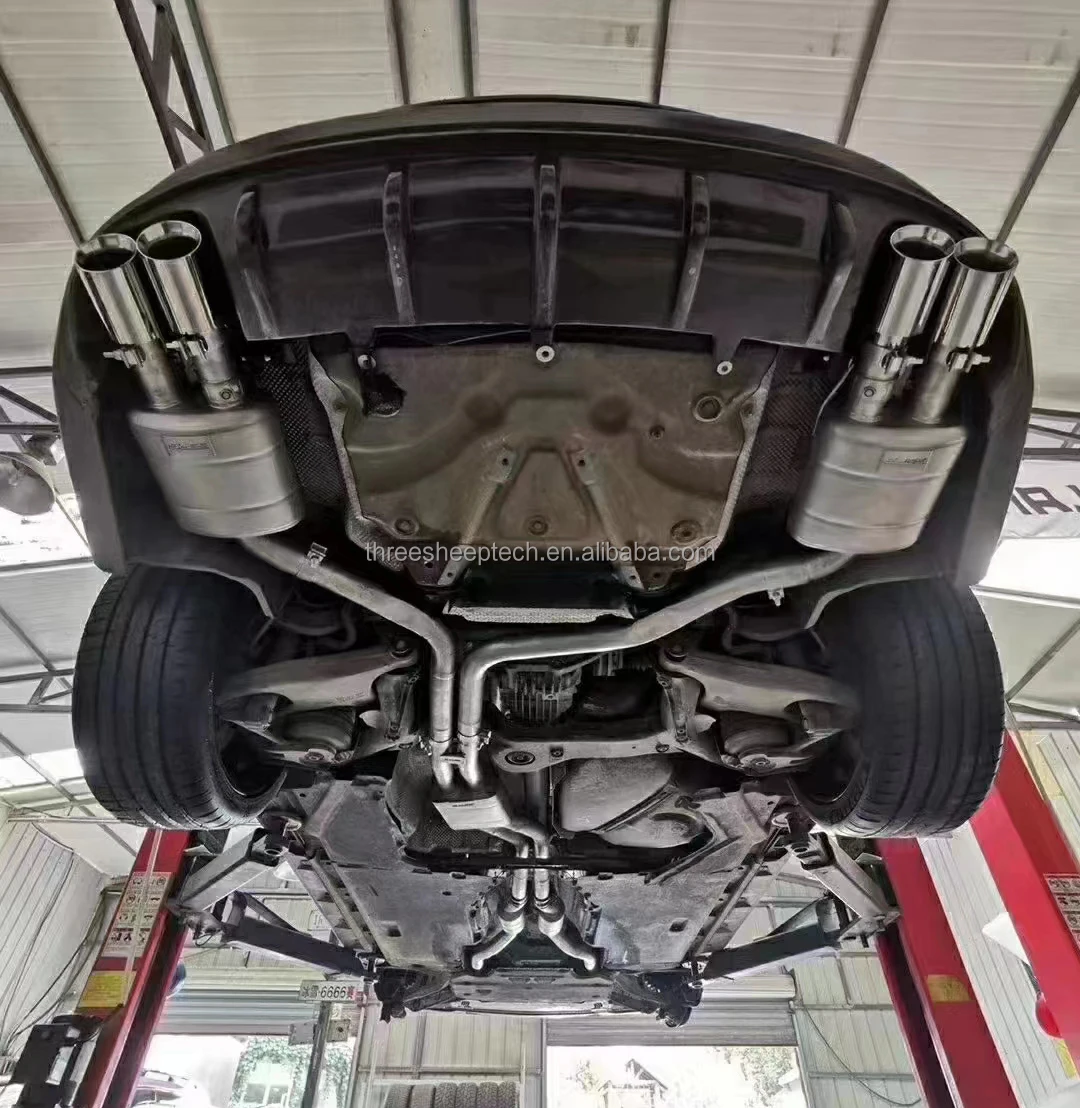 Best catback Exhaust For Audi S6 S7 4.0t C8 2019-2024 Valved Muffler Valvetronic Remote Control Downpipe Back Tips exhaust pipe