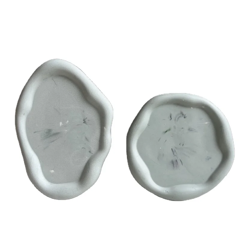 Manufacturer Wholesale Irregular Cloud Plate Tray Mold Round Oval Coaster Tray Jewelry Storage Gypsum Silicone Mold