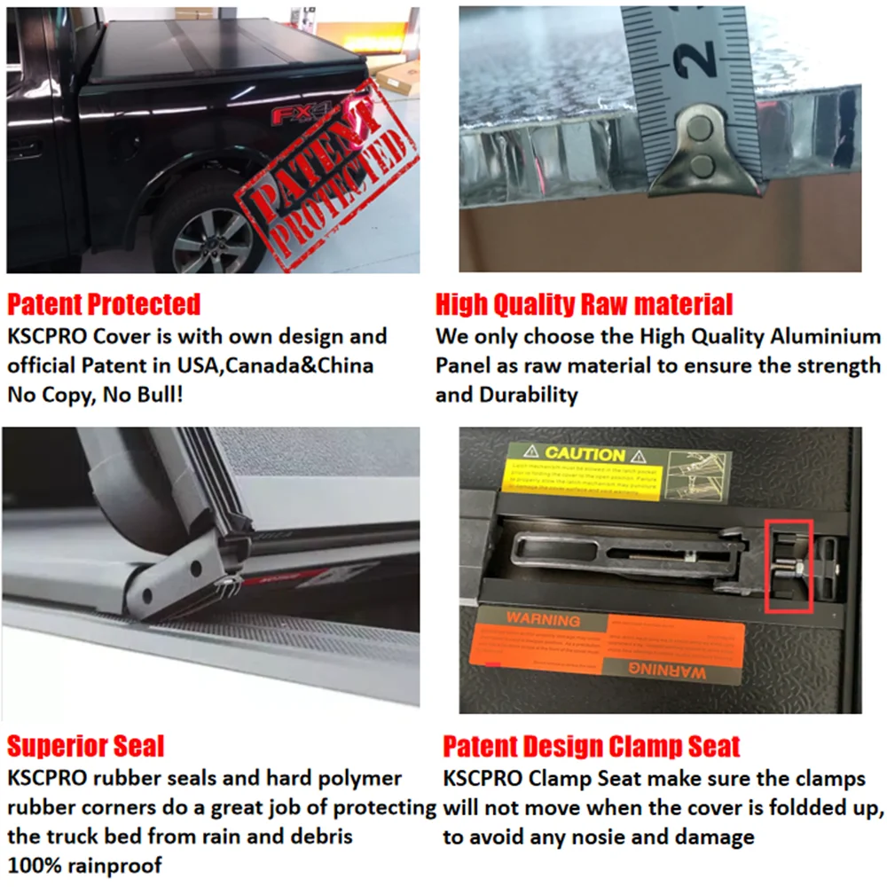 
KSCPRO Hilux Accessories UTE top Hard Tri fold tonneau cover For Toyota Hilux Revo 