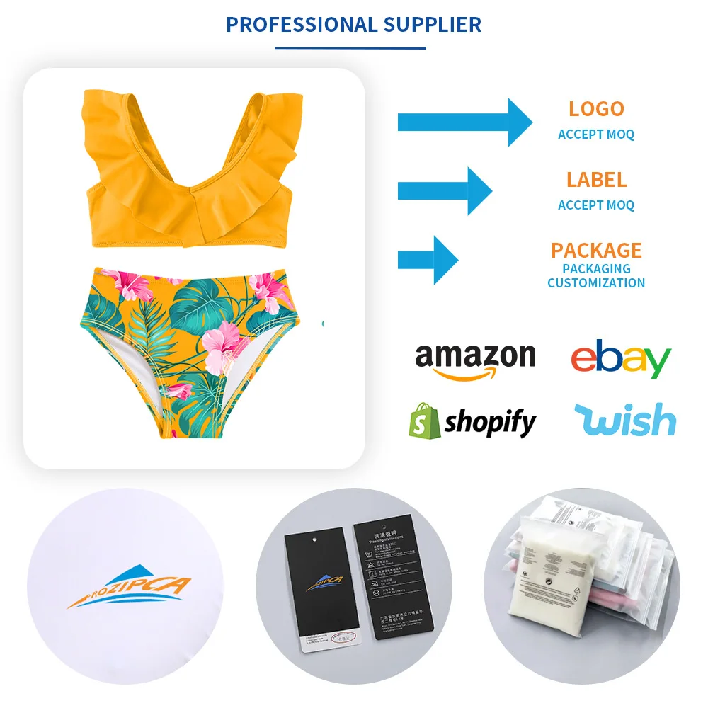 Factory Custom Kids Print Two Pieces Swimwear Girls Children Sublimation Swimming Costumes for Kids UV Cute Cartoon Swimsuit