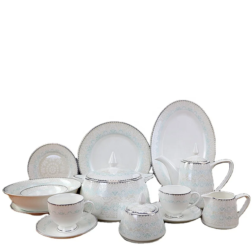 full decal dinnerware set in Pakistan market porcelain tableware set OEM customaztion ceramic dinner set for shop Wholesale