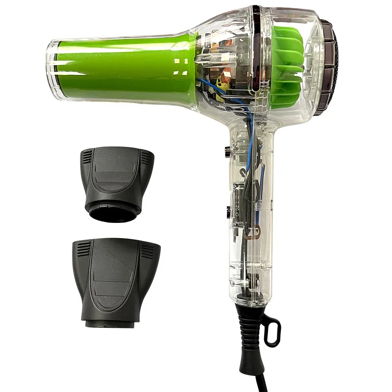 Professional Creative Green Transparent Hair Dryer 2000W Negative Ion Blow Dryer Hair Care Salon Barber