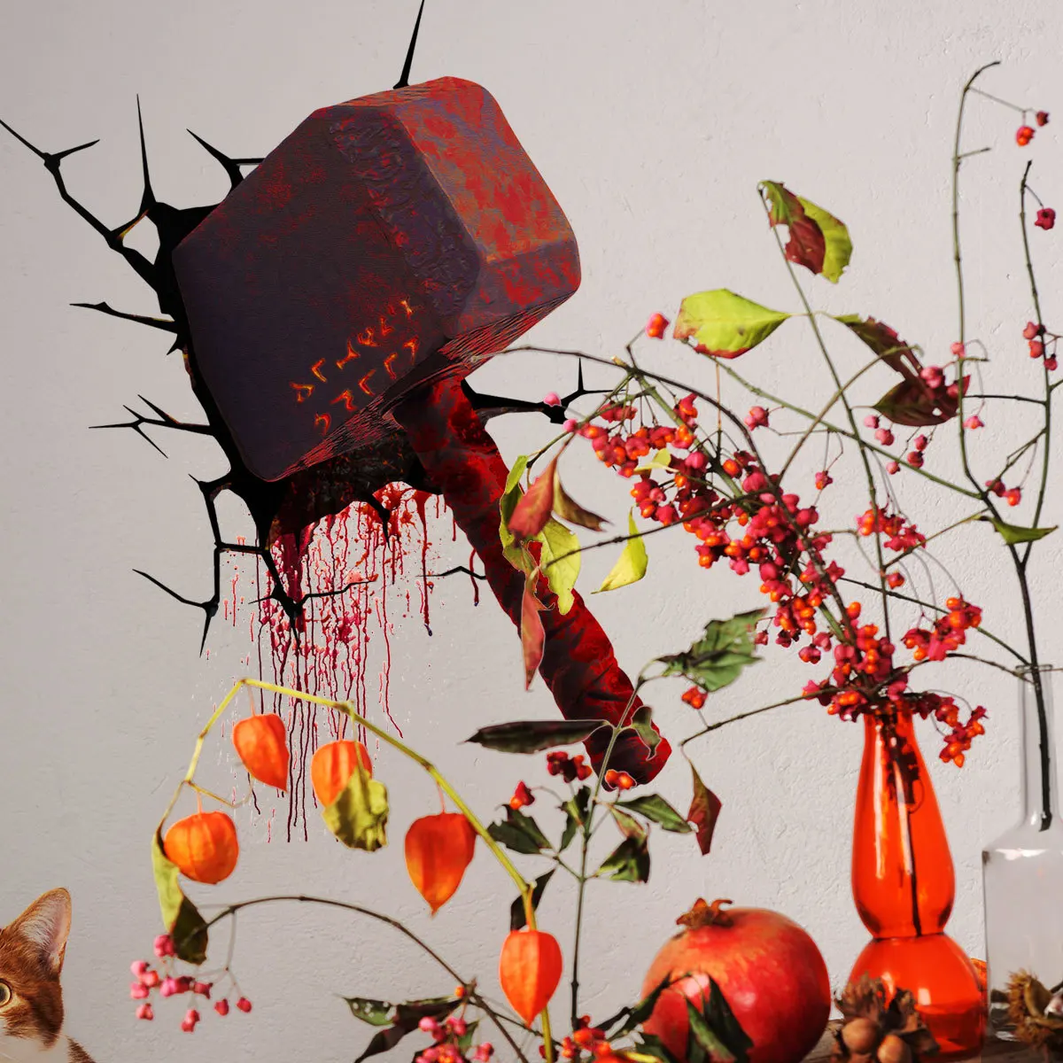 
Halloween gift 3D hammer Halloween decoration living room Halloween Wall Stickers 