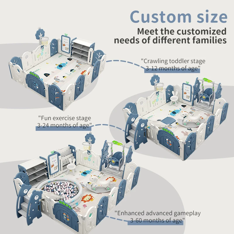 2024 Plastic Baby Trend Play pen Big Size indoor Luxure Foldable Adult Baby Playpen Plastic Care Fence Kids Playpens