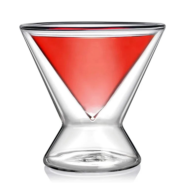 Glassware Stemless Cocktail Bar Insulated Glass Double Wall Martini Glass Cup