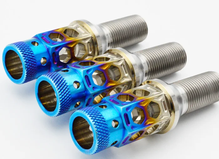GR5 Ti-6Al-4V 17mm Hollow Extended Hex cone seat Titanium auto wheel bolt M14*1.5*28mm for European Series Auto refitting