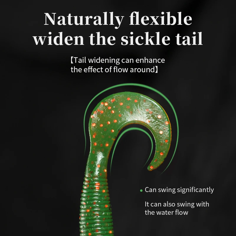 LINNHUE 15PCS Jigging Soft Silicone Fishing Lures 6/6.5cm Soft Bait Swimbait Tail Grub Lures Silicone Artificial Fishing Tackle