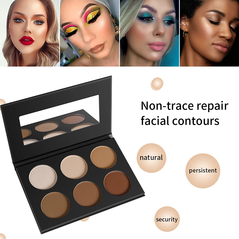 No Label Bronzer Powder 6 Color Cosmetics Private Label Makeup Contour palette Waterproof Face Pressed Powder Palette Makeup