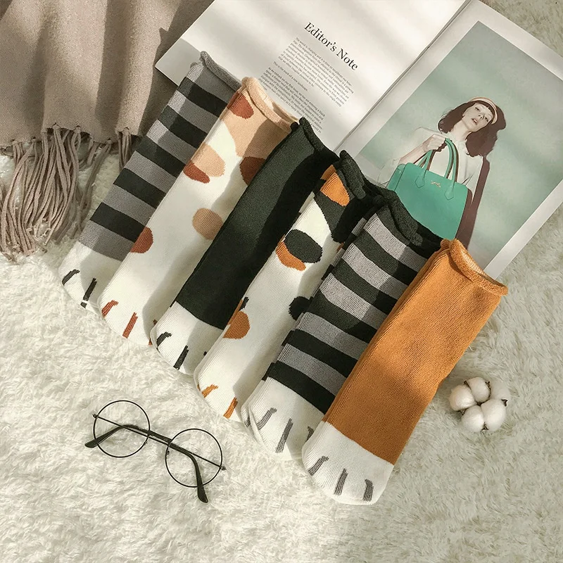 Cats Paw Cute Cartoon Print Soft Warm Fleece Winter Womens Ankle Socks Cat