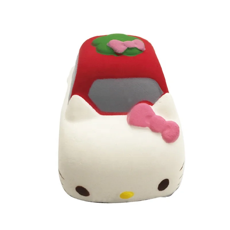 Squishy Car Shape Toy High Quality Mini Kawaii Hello Kitty Cat Squeeze Anti Stress Squishy Car Soft Slow Rising Toys For Kids