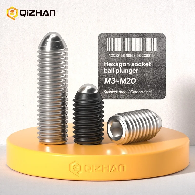 Factory Direct Customizable M3 to M20 M4 M6 M8 Hex socket Plunger Screw Ball Plunger Spring Loaded Ball Plungers