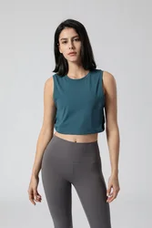 Custom highend new comfortable loose plus size activewear belly button fitness clothing gym wear yoga tank top