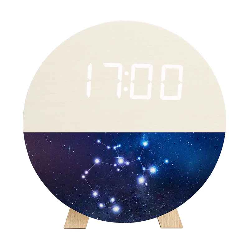 EMAF custom pattern digital wood LED wall clock 12/24h auto dimming large digit wooden led wall clock home decorative wall clock