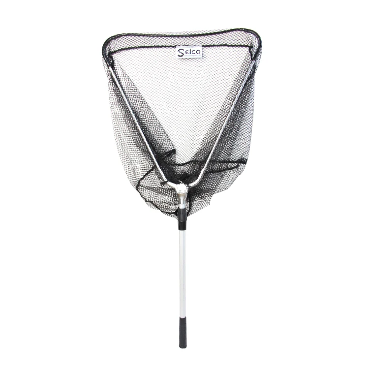 Selco Veiligheidsnet Polyester Fiber+Al Net Head 50*50Cm 2Sec Net Depth 45Cm Portable Landing Net Fishing